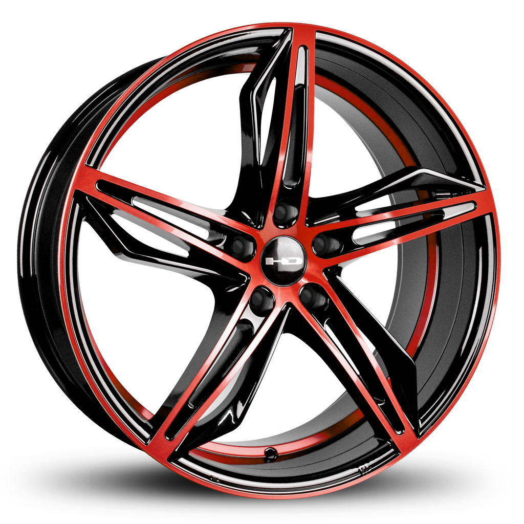 HD Wheels Fly Cutter 18x8 +35 5x114.3mm 73.1mm Gloss Red&BK/Machined Face