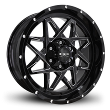 Load image into Gallery viewer, HD Offroad Caliber 20x9 -10 6x120/6x139.7mm 78.1mm Gloss Black/Milled Edge