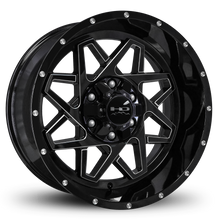 Load image into Gallery viewer, HD Offroad Gridlock 20x10 -40 6x135/6x139.7mm 106.2mm Gloss Black/Milled Edge