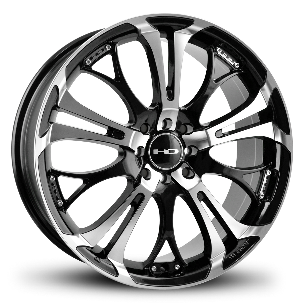 HD Wheels Spinout 15x6.5 +40 4x100/4x114.3mm 73.1mm Gloss Black/Machined Face