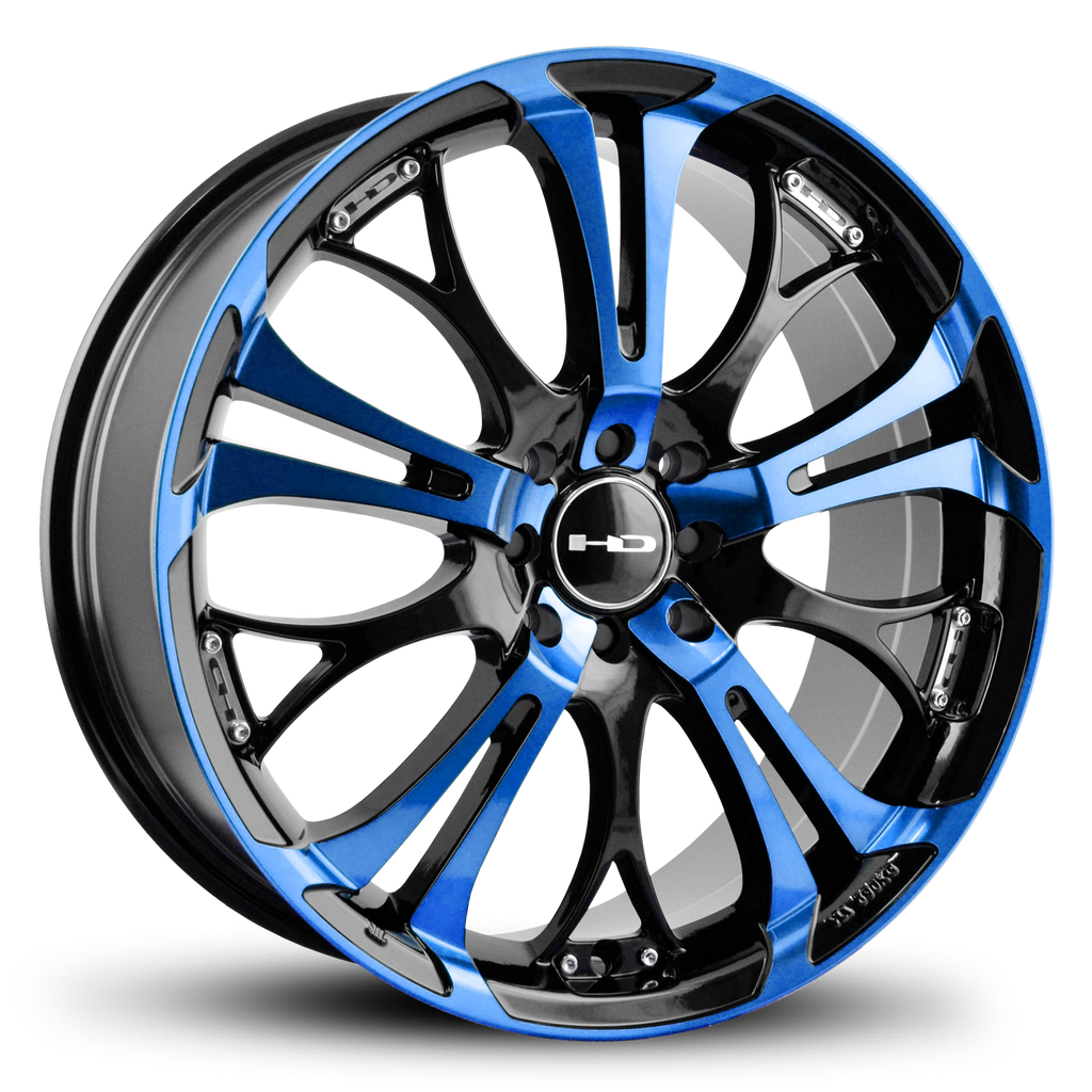 HD Wheels Spinout 16x7 +40 4x100/4x114.3mm 73.1mm Gloss Blue&BK/Machined Face