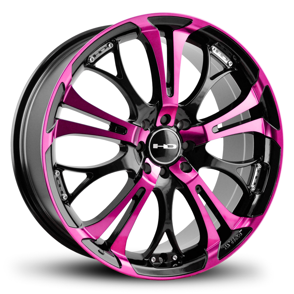 HD Wheels Spinout 16x7 +40 4x100/4x114.3mm 73.1mm Gloss Pink&BK/Machined Face