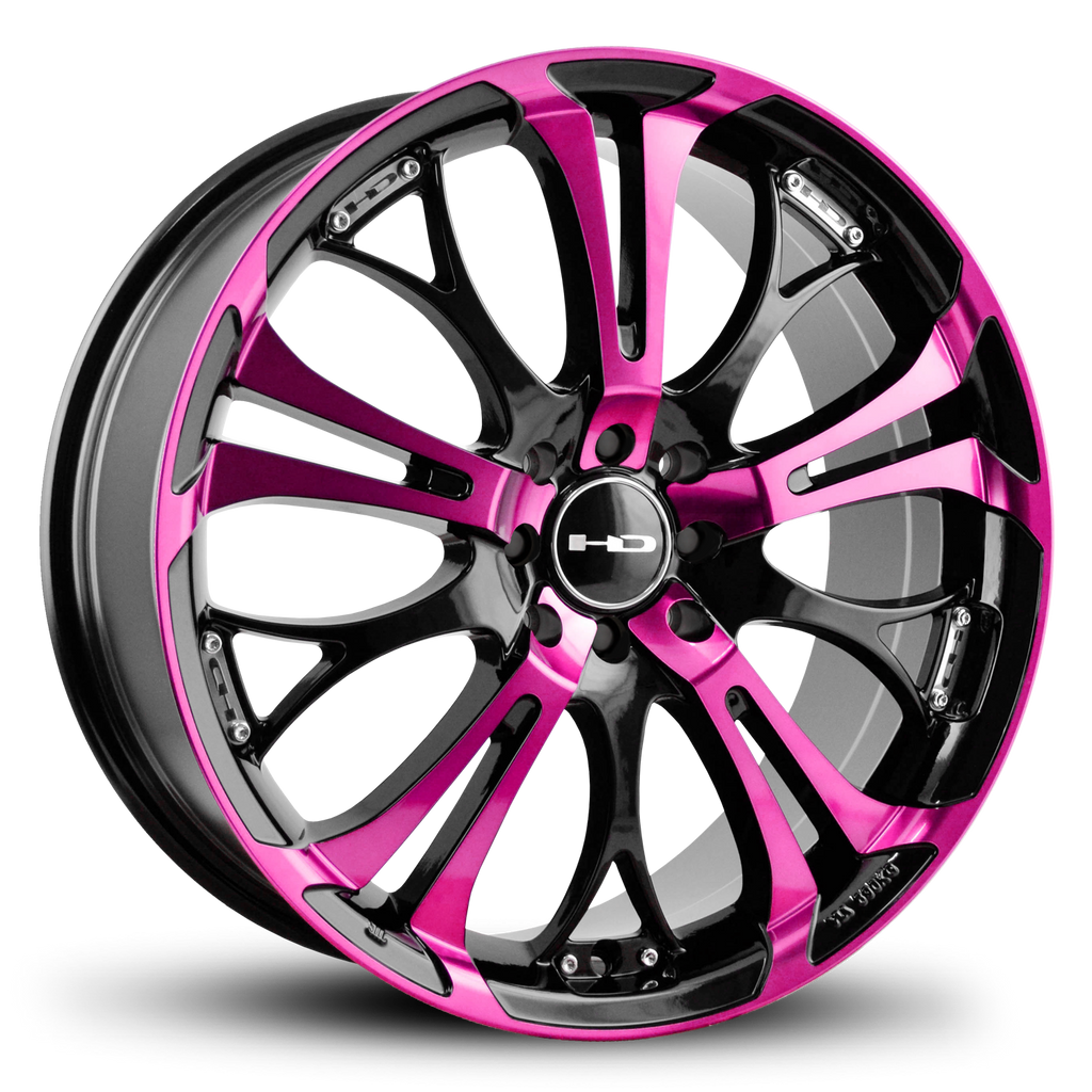 HD Wheels Spinout 18x7.5 +35 5x120/5x114.3mm 74.1mm Gloss Pink&BK/Machined Face