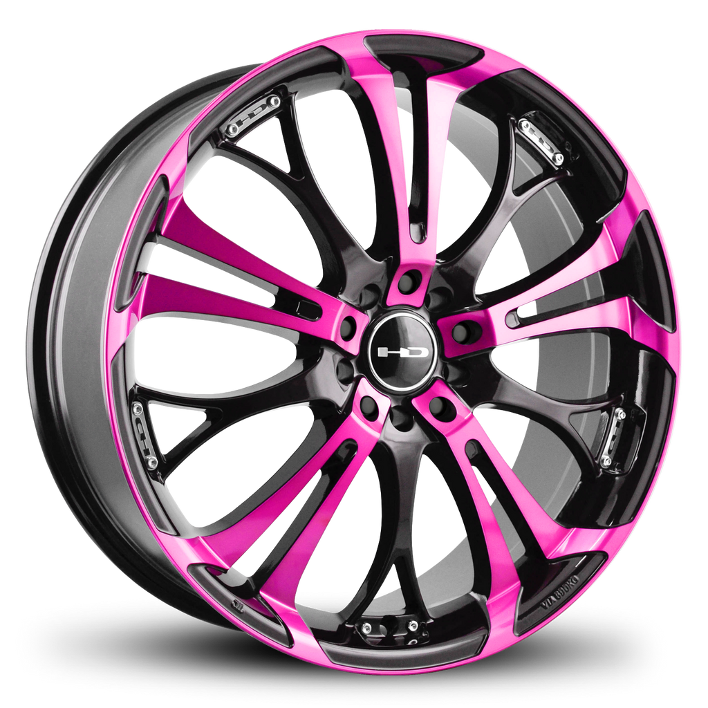 HD Wheels Spinout 16x7 +40 5x100/5x114.3mm 73.1mm Gloss Pink&BK/Machined Face