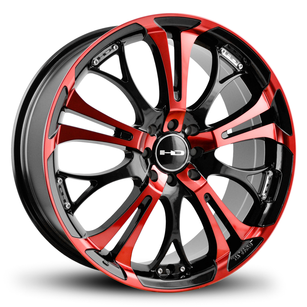 HD Wheels Spinout 17x7 +40 4x100/4x114.3mm 73.1mm Gloss Red&BK/Machined Face