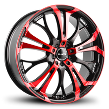 Load image into Gallery viewer, HD Wheels Spinout 20x8 +35 5x120/5x114.3mm 74.1mm Gloss Red&amp;BK/Machined Face