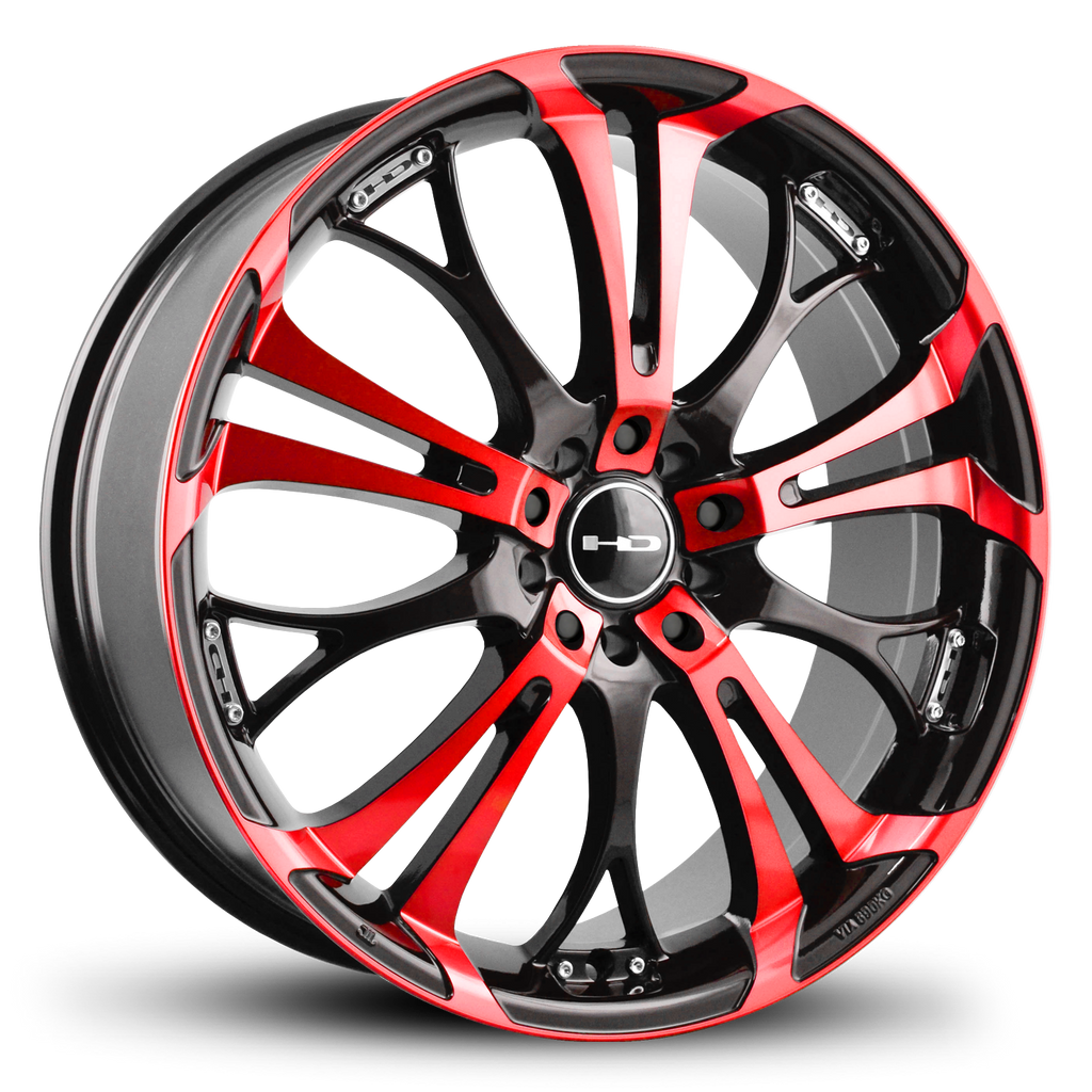 HD Wheels Spinout 18x7.5 +35 5x120/5x114.3mm 74.1mm Gloss Red&BK/Machined Face