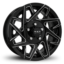 Load image into Gallery viewer, Shop Online &amp; Buy 15x6.0 Custom 5 Lug CANYON Aluminum Alloy Trailer Wheels by HD Off-Road in Gloss Black with CNC Milled Spoke Edges with Concave Face for Boat, Utility, Landscaping, Concession, Plus Many More Trailer Hub Axle Types.