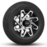 15 INCH | 6 on 5-1/2 | CANYON Aluminum Trailer Wheel w/ Radial Tire Assembly | Gloss Black with Machined Face ( 1pc )