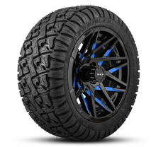 Load image into Gallery viewer, HD Golf Wheel &amp; Tire Package ( 1pc ) 14x7.0 Canyon Black Blue Milled Face w ( 1pc ) 23 Inch A/T Tire