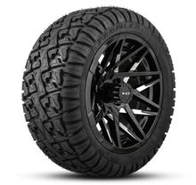 Load image into Gallery viewer, Shop the HD Golf Wheels CANYON Gloss Black Milled Face with A/T Off-Road Tires online today for your Club Car, Cushman, EZGO, ICON EV, Garia, Massimo, Polaris, or Yamaha Golf Cart.