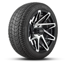 Load image into Gallery viewer, Shop the HD Golf Wheels CANYON Satin Black Machined Face with Turf / Street Tires online today for your Club Car, Cushman, EZGO, ICON EV, Garia, Massimo, Polaris, or Yamaha Golf Cart.