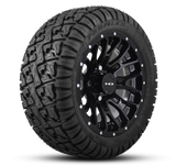 HD Golf Wheel & Tire Package ( 1pc ) 12x7.0 RTC All Gloss Black + Rivets w ( 1pc ) 23 Inch A/T Tire