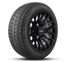 Load image into Gallery viewer, Shop the HD Golf Wheels RTC All Gloss Black with Turf / Street Tires online today for your Club Car, Cushman, EZGO, ICON EV, Garia, Massimo, Polaris, or Yamaha Golf Cart.