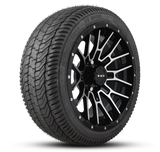 HD Golf Wheel & Tire Package ( 1pc ) 12x7.0 RTC Black Machined Face + Rivets w ( 1pc ) 215/35-12 All-Season Tire