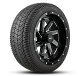 HD Golf Wheel & Tire Package ( 1pc ) 14x7.0 SAW Gloss Black Milled Edges w ( 1pc ) 205/40-14 All-Season Tire