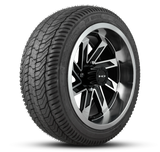 HD Golf Wheel & Tire Package ( 1pc ) 12x7.0 SAW Black Machined Face & Lip w ( 1pc ) 215/35-12 All-Season Tire