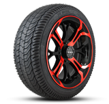 HD Golf Wheel & Tire Package ( 1pc ) 14x7.0 Spinout Gloss Black & Red w ( 1pc ) 205/40-14 All-Season Tire