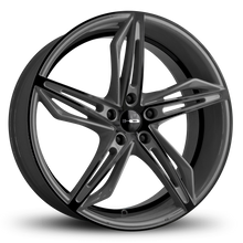 Load image into Gallery viewer, HD Wheels Passenger Car Wheels Fly Cutter in Custom Color Grey and Black Split 5 Spoke with Directional Spokes 18x8.0 and 20x8.5 5x114.3, 5x4.50 Bolt Pattern Battleship Shark Skin