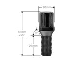 Small Diameter Spline Lug Bolt Kits - Black