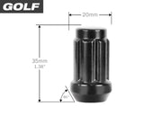 GOLF CART Small Diameter Spline Lug Nuts - Black